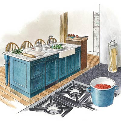 an illustration of a full kitchen island