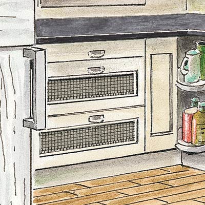 an illustration of ventilated drawers in a kitchen pantry