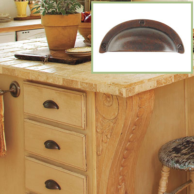 A cup pull drawer handle