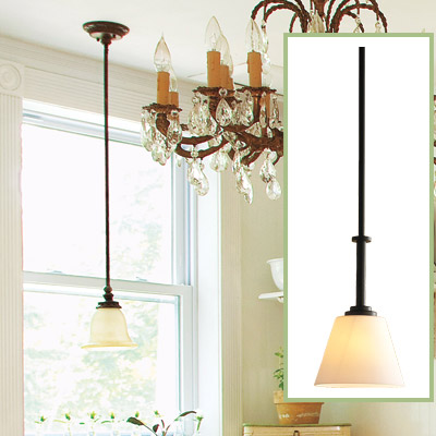 Overhead lamp fixture in this salvage kitchen 