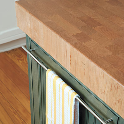 Kitchen island and towel rack