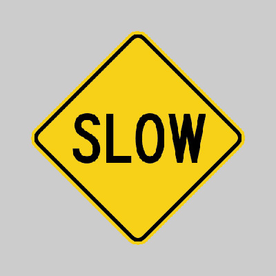 decrease speed road sign
