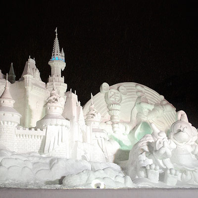 Disney snow sculpture in Japan