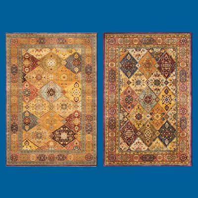 2 types of oriental rugs, both Persian designed, one handmade and one factory made