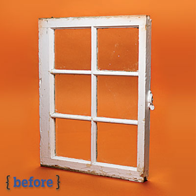 window panes before a spray paint makeover