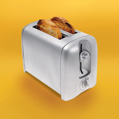 white plastic toaster after a spray paint makeover