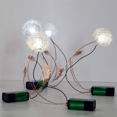 battery powered LED bulb dandelion seed lights as one of the wackiest yard and garden products