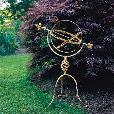 A garden ornament in a yard