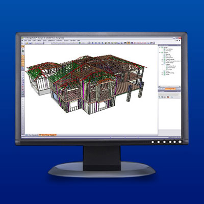 a computer screen displays structural design software