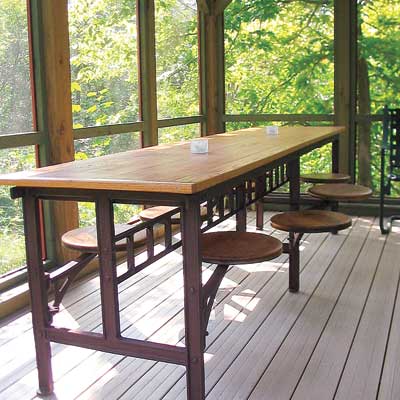 Screened-in dining table after the remodel