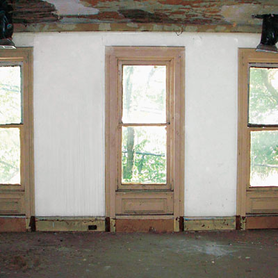 Second floor windows of this Wheeling, West Virginia brick federal 