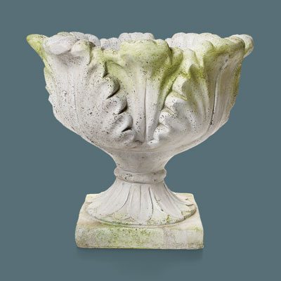 faux stone urn with an acanthus design