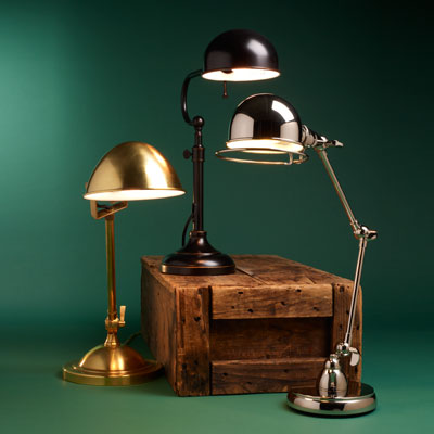 three pharmacy lamps