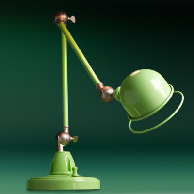 a green enameled iron desk pharmacy lamp