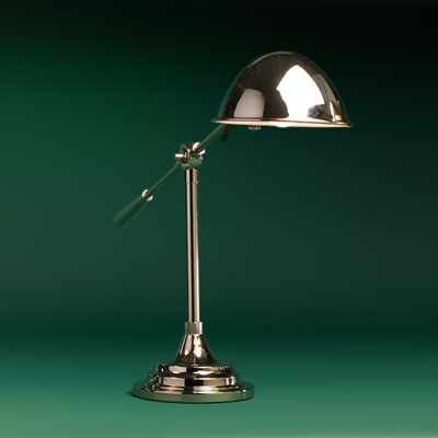 a nickel finished tilting pharmacy lamp