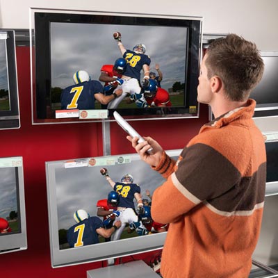 Watching a flat-screen tv