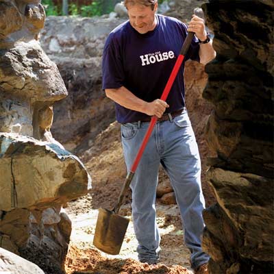 Roger Cook with a spade-head shovel