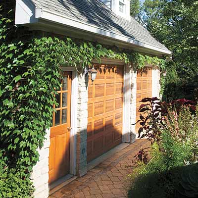 garage doors with ivy