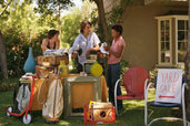 friends holding yard sale