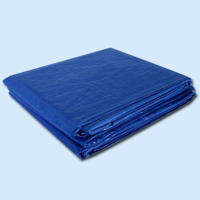 folded blue tarps