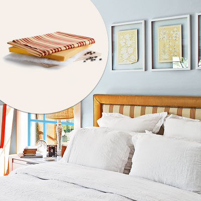 plywood, foam, batting, plywood and nailheads for DIY headboard