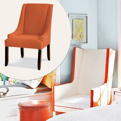 brick-red wing chair 