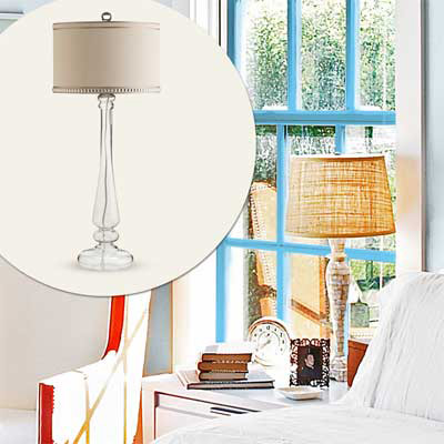 textured shade glass base table lamp