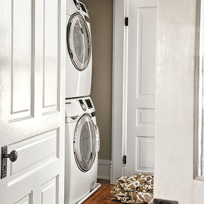 an upper floor laundry room