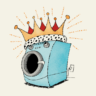 an illustration of a washer with a crown on its head