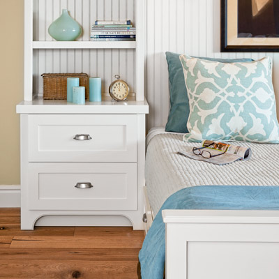 guest bedroom remodel with built-in nightstands