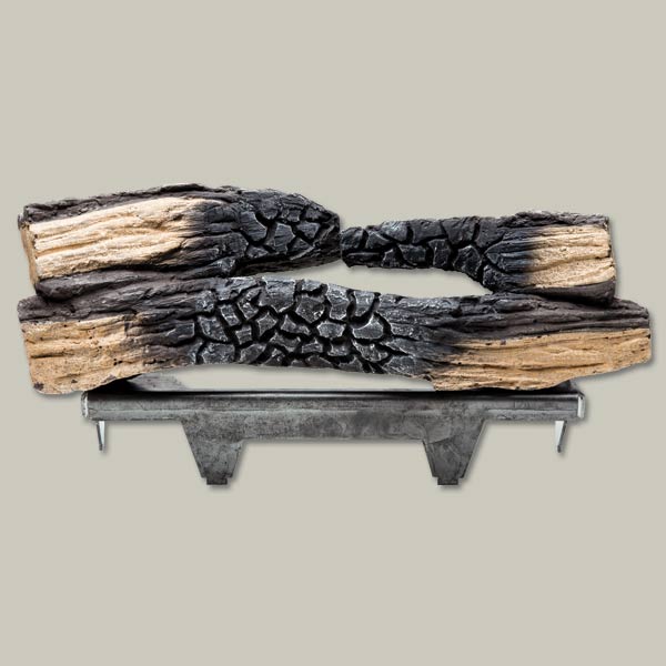 faux log set for the look of wood-burning fire
