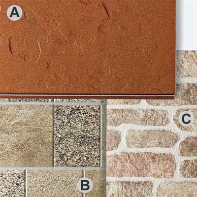 Stone, Brick, or Stucco types of fiber cement siding
