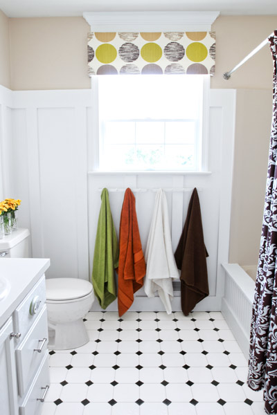 full bath after remodel with board-and-batten look