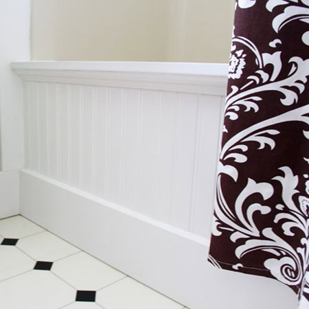 full bath after remodel with MDF on sides of tub