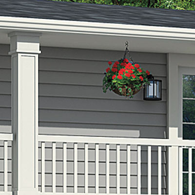 hanging baskets of flowers