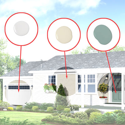 detail of paint colors from a Photoshop remodel with insets of paint daubs