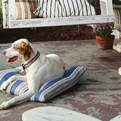 a porch with rustic patina surfaces