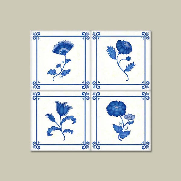 tile decal in floral pattern