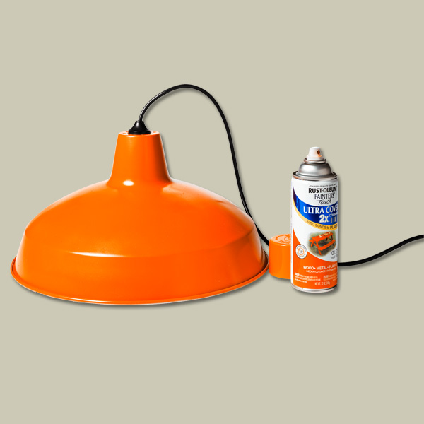 stock steel industrial pendant light spray painted orange