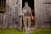 Halloween ghost yard ornament made of chicken wire