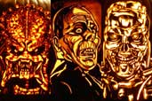 pumpkin carvings of monsters and villains