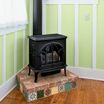 bungalow house master bedroom gas stove 