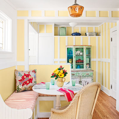 bungalow house breakfast nook with board-and-batten walls