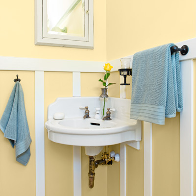 bungalow house bath salvaged corner sink 
