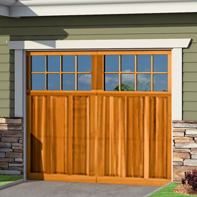 a Craftsman-style Photoshop redo focuses on the garage door