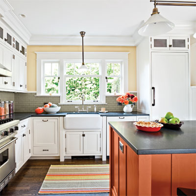 open layout of craftsman kitchen after remodel