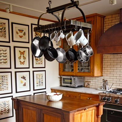 vintage style kitchen remodel with island, pro-style range and vent hood