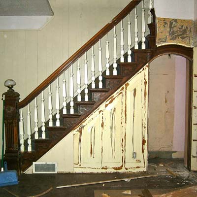 reader remodel built-in staircase project before