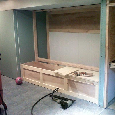 reader remodel built-in basement project before