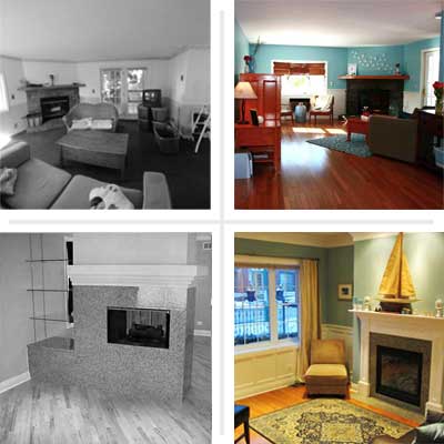 composite of pictures of Best Living Spaces Before and Afters 2012